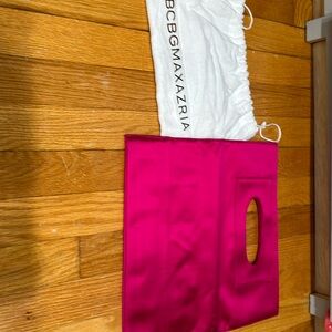 BCBG satin foldable clutch, very pink satin bag